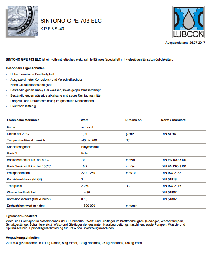 LUBCON SINTONO GPE 703 ELC 